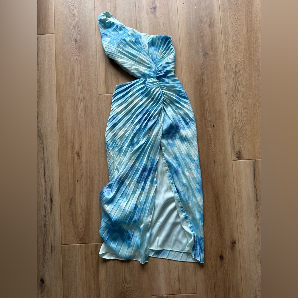 Abercrombie & Fitch Blue Tie-Dye One-Shoulder Dress